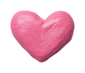 Creative heart-shaped pink clay home sculpture, isolated on transparent background, png