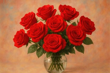 Fototapeta premium Artistic depiction of roses in an elegant container with an abstract style