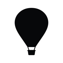 Obraz premium Black silhouette of a hot air balloon with a basket on a white background airship