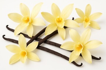 Pure white background showcasing aromatic vanilla flower clusters