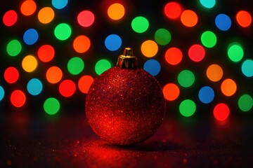 Fototapeta premium Colorful glowing sphere emitting multi-hued lights in the night