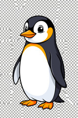 Obraz premium Cute Cartoon Penguin Illustration in Black and White with Transparent Background