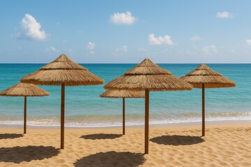 Beachside Shade Canopies Crafted from Straw Material