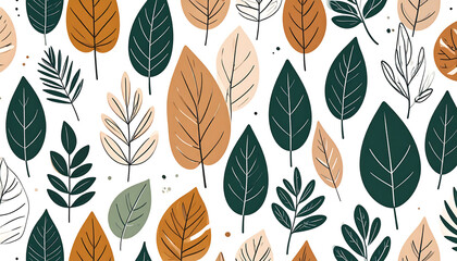 Fototapeta premium Autumn Leaves Seamless Pattern Design.