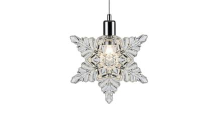 Crystal snowflake pendant light isolated on a transparent background, a modern and elegant lighting fixture for home decor, perfect for adding a festive touch