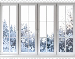 Transparent background with frost crystals on the window