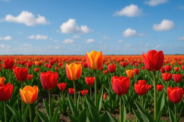 Fototapeta premium Vibrant tulip gardens in full bloom