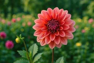 Vibrant Dahlia Flowers Displayed in a Botanical Garden Setting