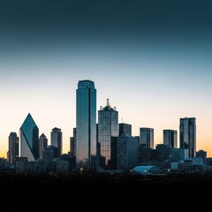 Fototapeta premium Urban tapestry twilight: Capturing the skyline silhouette against fading light