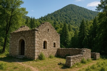 Fototapeta premium A historic stone edifice showcased in a picturesque shot