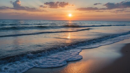 Obraz premium Evening at the seaside as the sun sets