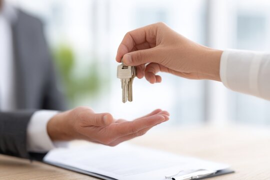 Handing Over Keys for New Home Ownership and Property Transfer