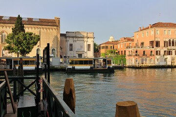 Morning view of Grand Canal near Ponte dell'Accademia in Venice, Italy
