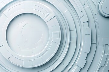 Obraz premium Abstract circular design featuring layered textures and patterns in soft white tones, creating a modern and minimalistic aesthetic with depth and dimension