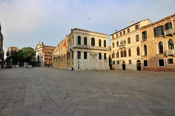 Fototapeta premium Morning view of Campo Santo Stefano (city square) in Venice, Italy