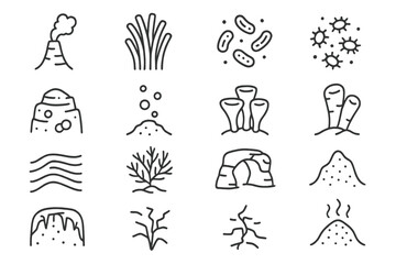 Fototapeta premium Simple icons representing various geological and biological elements