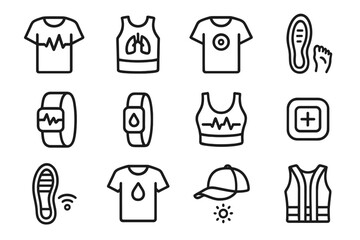 Fototapeta premium Smart wearable technology icons for health and fitness monitoring
