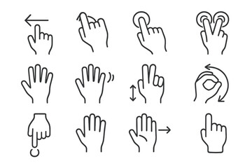 Fototapeta premium Touchscreen gesture icons on dark background for digital interfaces