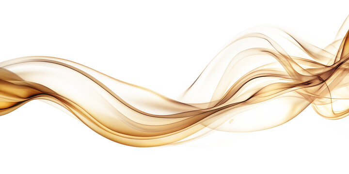 Abstract golden smoke wave isolated on transparent background that creates a sense of movement and elegance, perfect for adding a touch of sophistication to any design project - Powered by Adobe