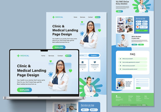 Modern Clinic and Healthcare Website Landing Page Design Template