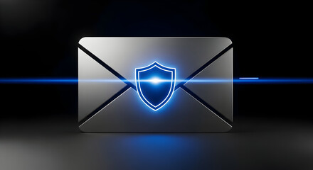 Secure Email Concept with Digital Shield Icon