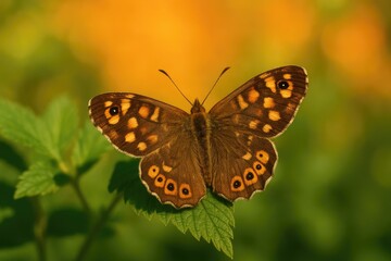 Naklejka premium Elegant butterfly showcasing brown and orange mottled patterns