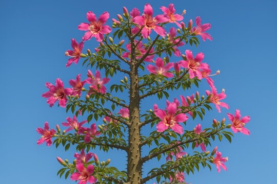 Exploring the colorful blooms of the Ceiba speciosa, also known as the Floss Silk Tree or Palo Borracho