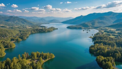 Top-down shot of a water body in a regional district