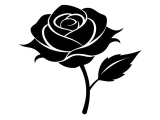 rose icon,Blooming rose silhouette vector