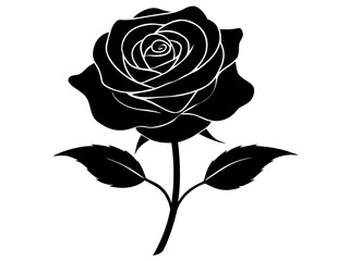 rose icon,Blooming rose silhouette vector