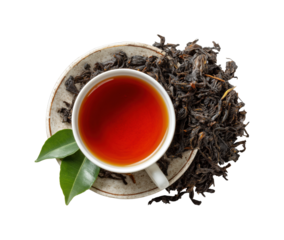 Brewing perfect tea home kitchen beverage cozy atmosphere top view, isolated on transparent background, png