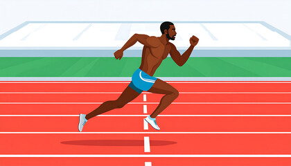 Obraz premium Athlete Sprinting on Track Illustration.