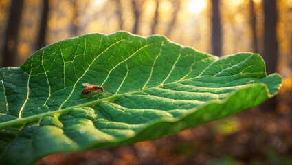 Giant leaf damaged by bug activity