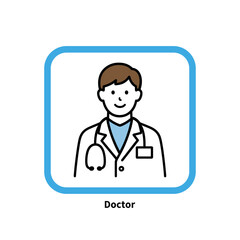医者のシルエットアイコン（男性ドクター）｜Silhouette Icon of a Male Doctor