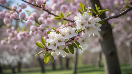 Naklejka premium Blooming Amelanchier during spring season