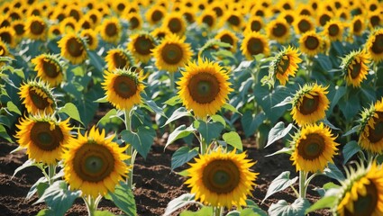 Vibrant sunflower display in an East Asian setting