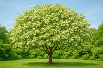 Fototapeta premium Elegant tree amidst garden greenery