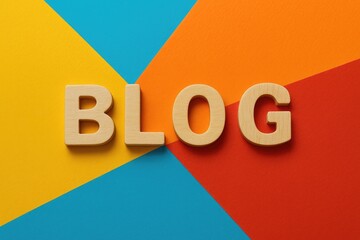 Decorative wooden letters forming the word 'Blog' against a vibrant backdrop