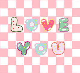 Pastel LOVE YOU Checkered