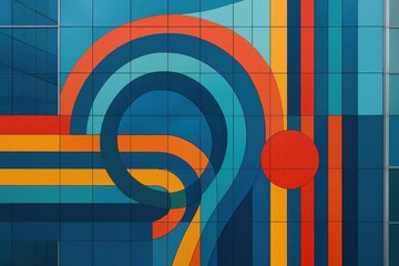 Horizontal and vertical line patterns creating an abstract architectural appearance