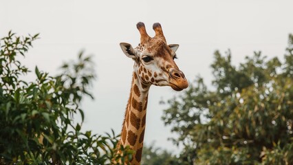 Obraz premium Giraffe captured within a wildlife sanctuary