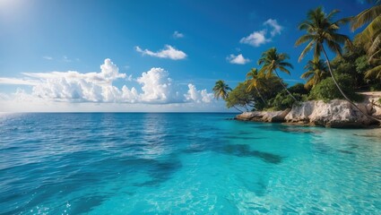 Fototapeta premium Tranquil azure waters beneath the setting sun