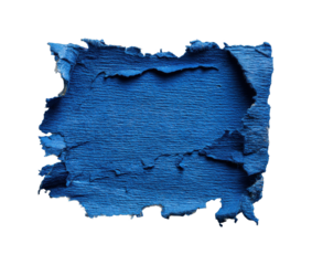 Vibrant blue paint texture artistic detail abstract, isolated on transparent background, png