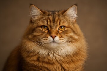 Fototapeta premium Serene image of a Siberian cat showcasing a tranquil demeanor