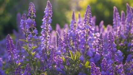 Obraz premium During the warm season, purple flowers bloom beautifully