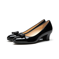 fashionable women black leather shoe