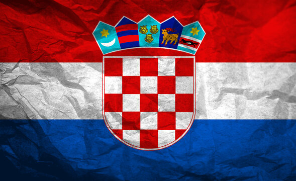 Vibrant Croatian flag with intricate coat of arms and rich colors