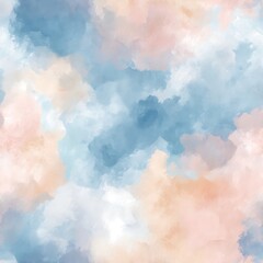 Watercolor clouds in blue and pink create a dreamy sky scene illustration