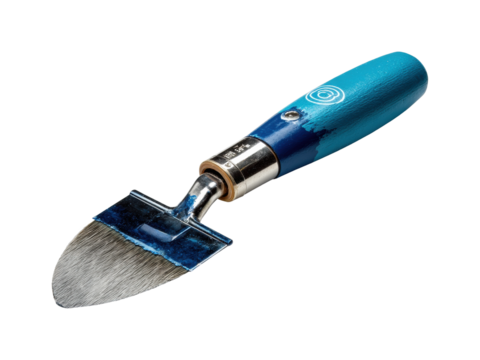 Gardening tools in action trowel for planting greenhouse nature, isolated on transparent background, png