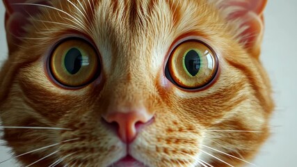 Curious ginger cat gazes forward with intense focus and alert expression